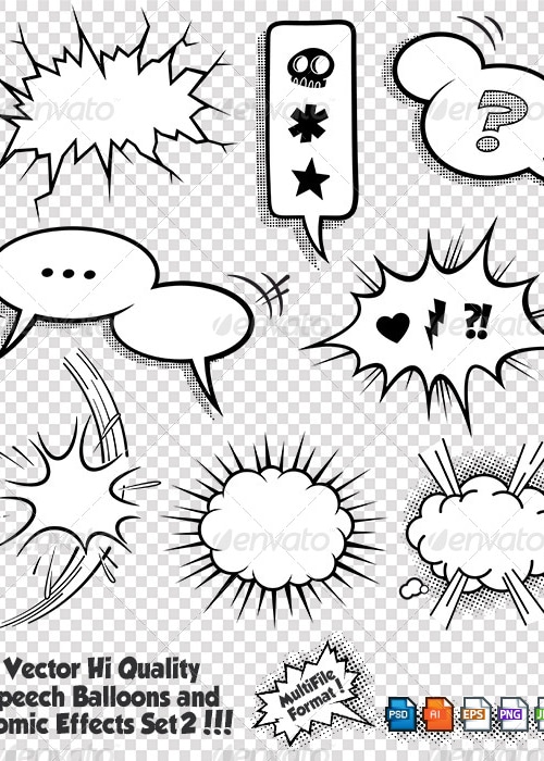 Comic Bubbles and Elements Set 2, Vectors | GraphicRiver
