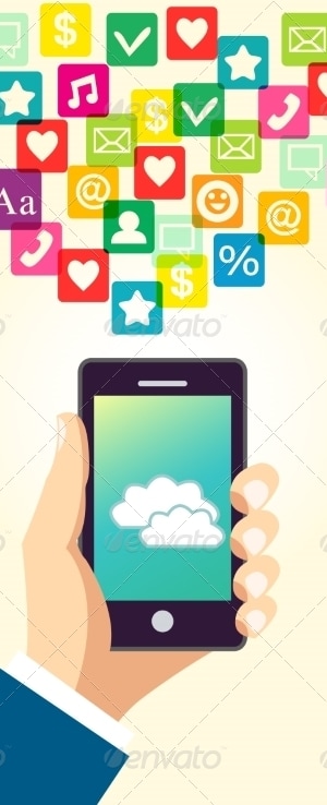 Business Hand Using Smartphone, Vectors | GraphicRiver