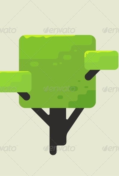 Illustration of a Square Tree with Green Foliage, Vectors | GraphicRiver
