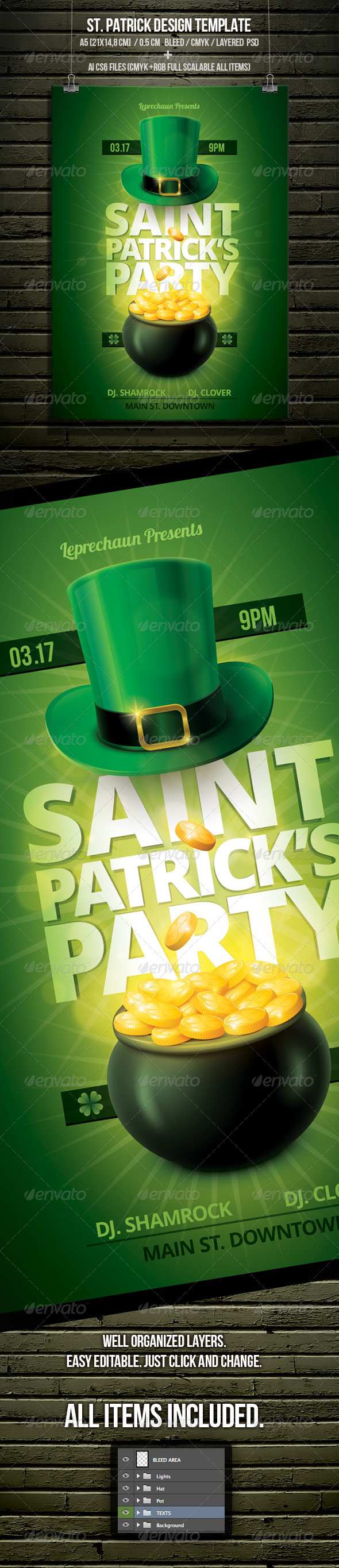 St. Patrick's Day Party Flyer Template, Print Templates | GraphicRiver