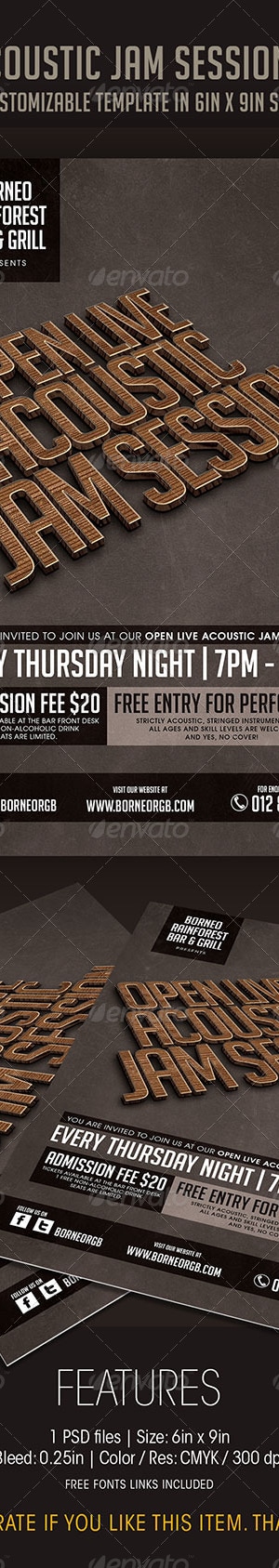 Open Acoustic Jam Session Flyer, Print Templates | GraphicRiver