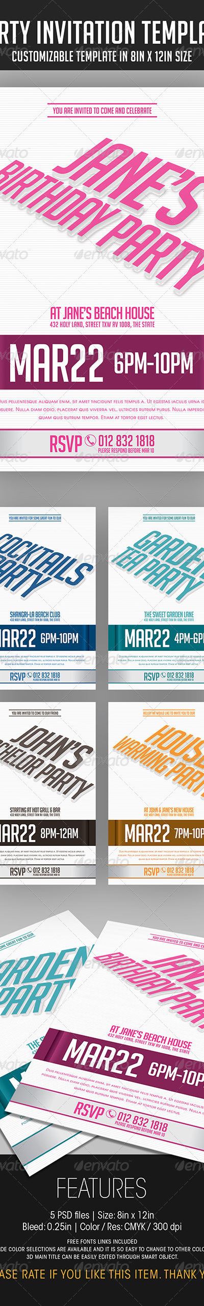 Party Invitation Template, Print Templates | GraphicRiver