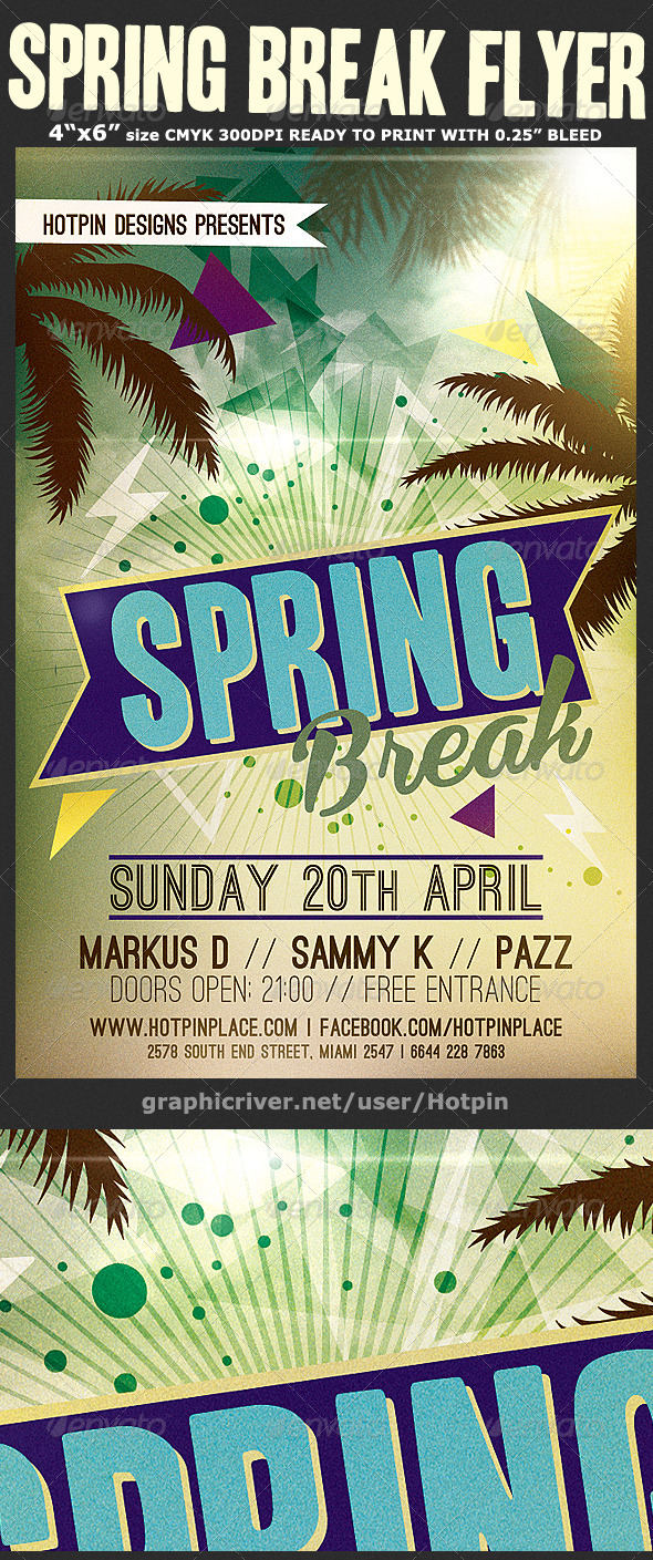 Spring Break Flyer Template v3, Print Templates | GraphicRiver