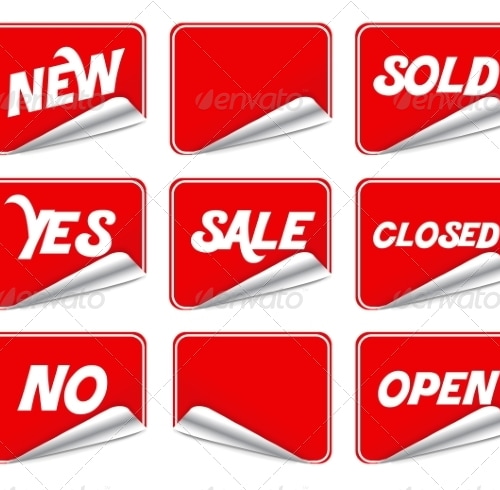 Set of Red Stickers, Vectors | GraphicRiver