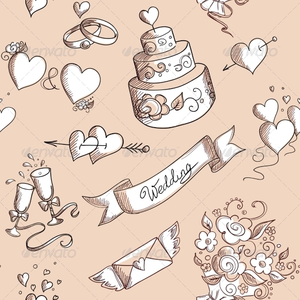Seamless Wedding Pattern, Vectors | GraphicRiver