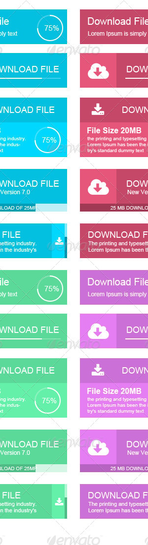 Flat Download Button, Web Elements | GraphicRiver