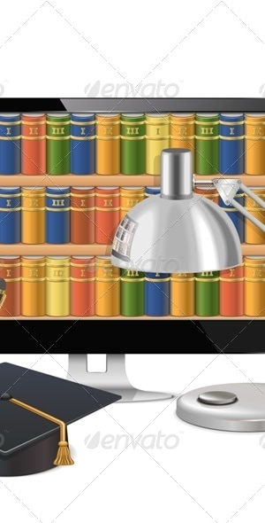Computer Library Concept, Vectors | GraphicRiver