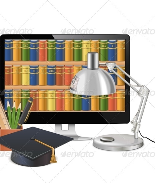 Computer Library Concept, Vectors | GraphicRiver