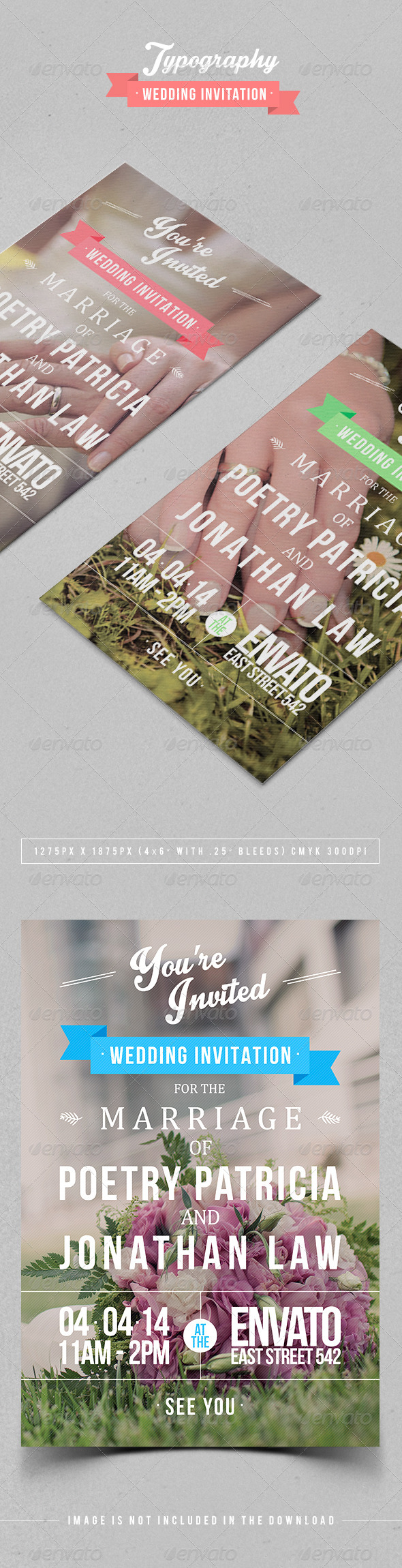 Typography Wedding Invitation, Print Templates | GraphicRiver