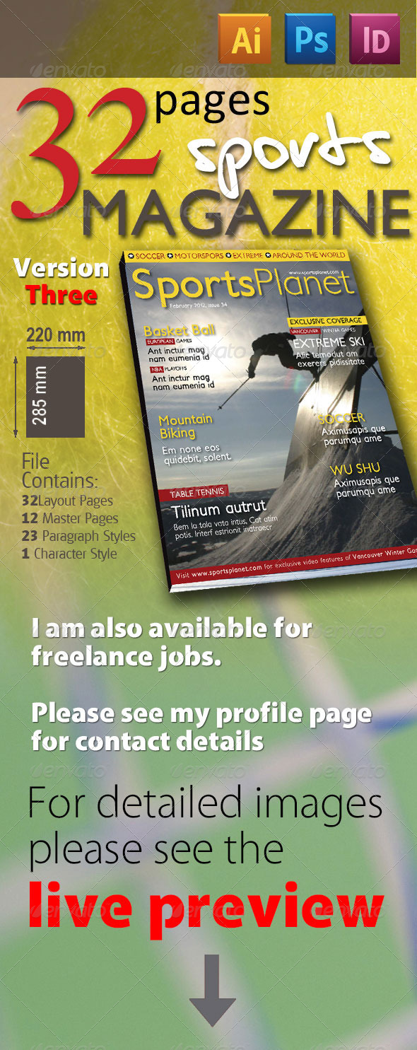 32 Pages Sports Magazine Version Three, Print Templates | GraphicRiver