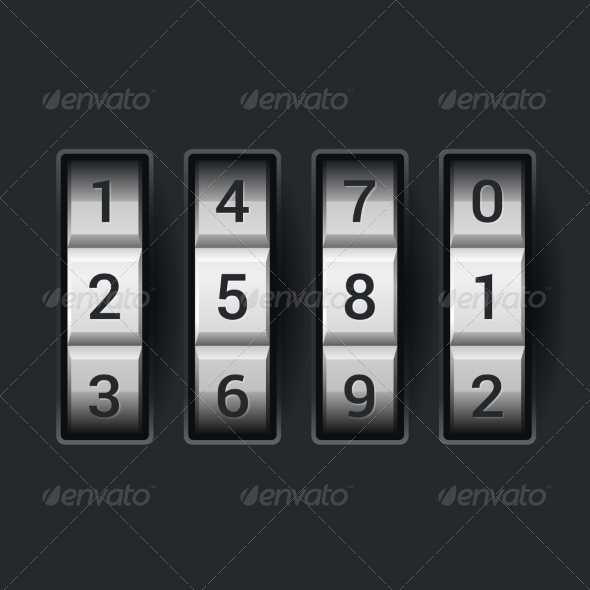 Combination Lock Number Code, Vectors | GraphicRiver