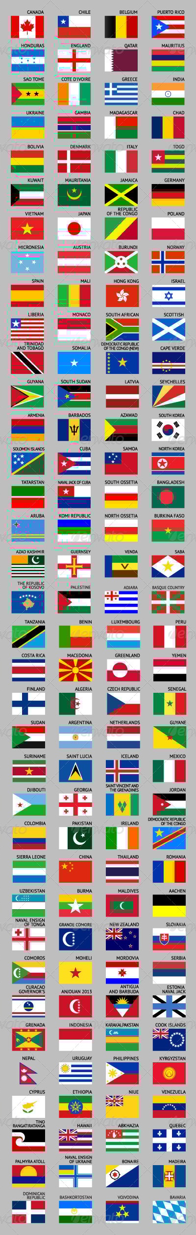 216 Flags of World, Vectors | GraphicRiver