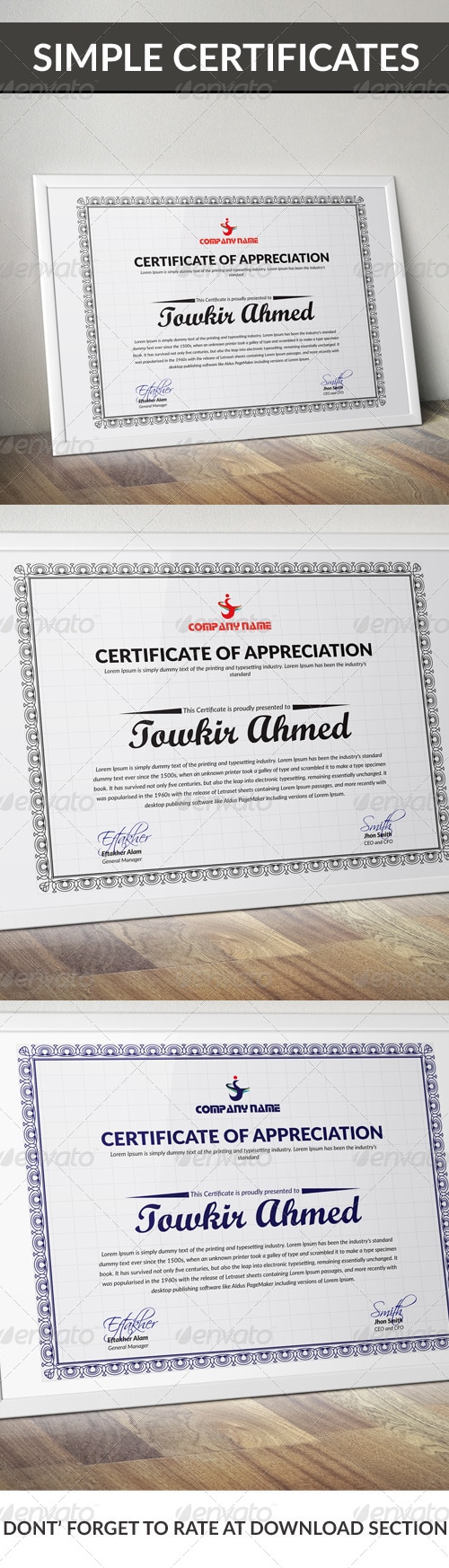 Simple Certificate Design, Print Templates | GraphicRiver
