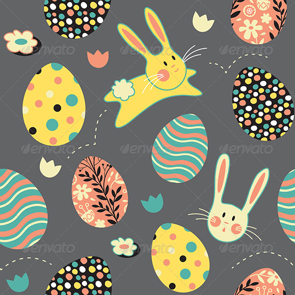 Easter Bunny Egg Repeat Pattern, Vectors | GraphicRiver