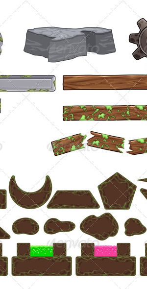 Set of Game Elements, Platforms and Objects, Vectors | GraphicRiver