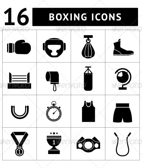 Set Icons of Boxing, Icons | GraphicRiver