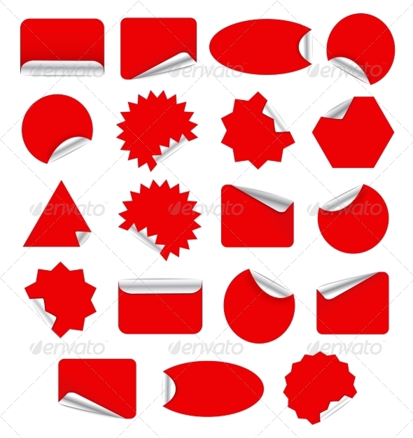 Set of Red Stickers, Vectors | GraphicRiver