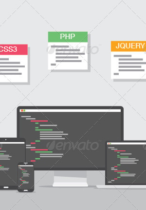 Flat Web Development Design Coding Concept, Vectors | GraphicRiver