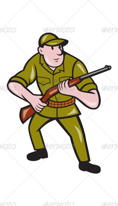 Hunter Carrying Rifle Cartoon, Vectors | GraphicRiver