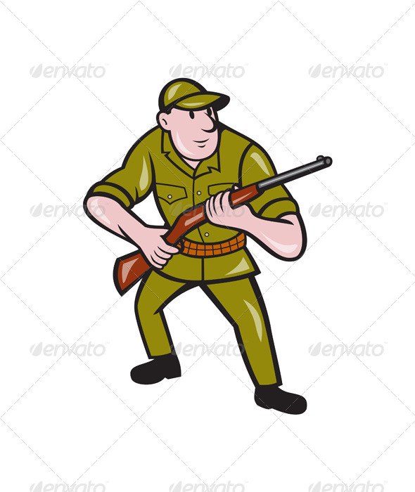 Hunter Carrying Rifle Cartoon, Vectors | GraphicRiver