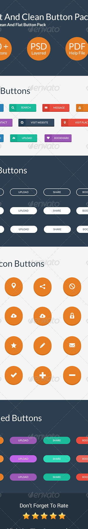 Flat And Clean Button Pack, Web Elements | GraphicRiver