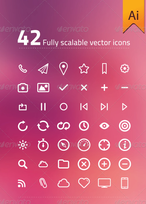 42 Fully Scalable Vector Icons, Icons | GraphicRiver
