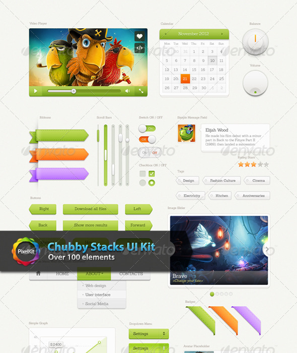 Chubby Stacks UI Kit, Web Elements | GraphicRiver