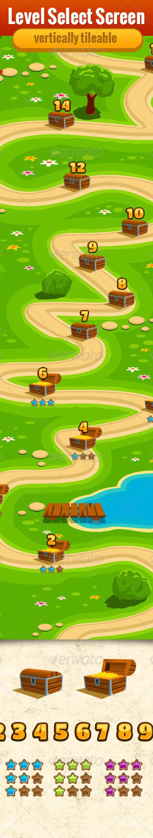Level Select Screen or Game Interface, Vectors | GraphicRiver