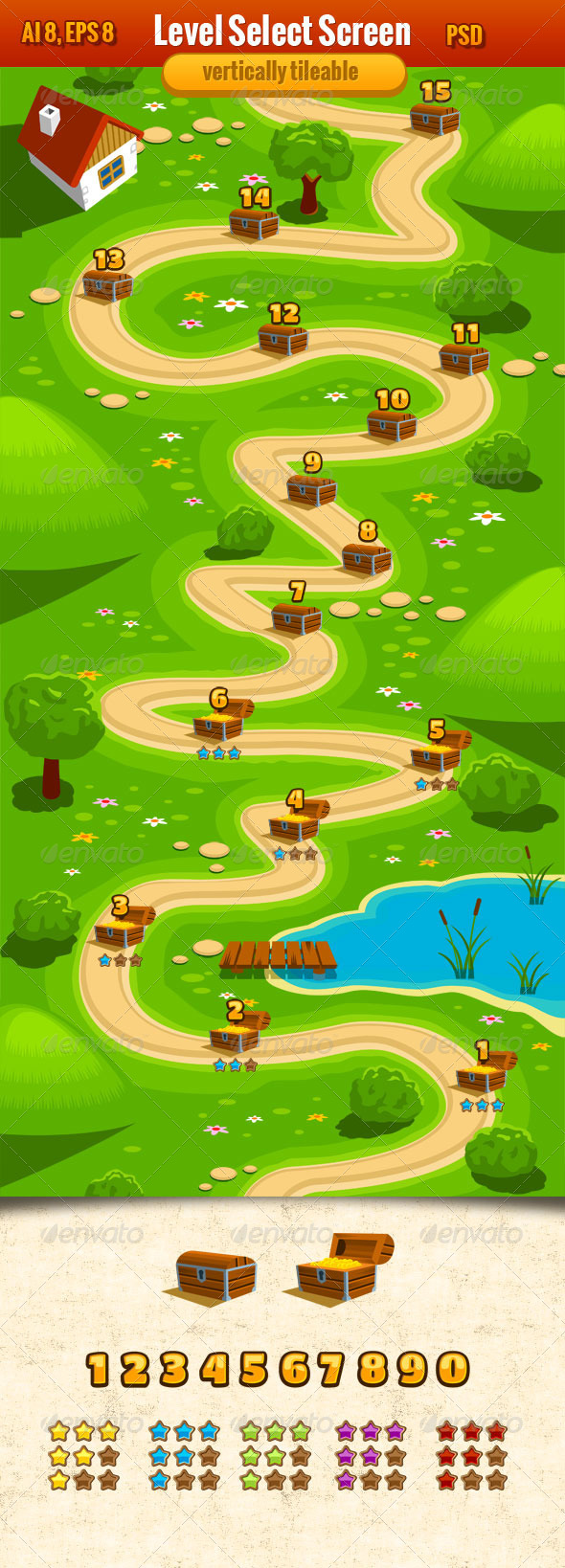 Level Select Screen or Game Interface, Vectors | GraphicRiver