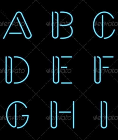 Neon Letters, Vectors | GraphicRiver