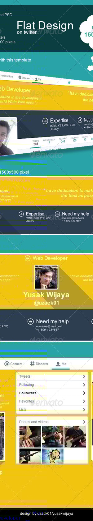 Flat Design on Twitter, Web Elements | GraphicRiver