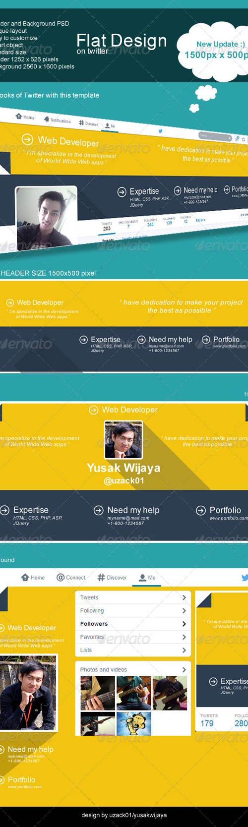 Flat Design on Twitter, Web Elements | GraphicRiver