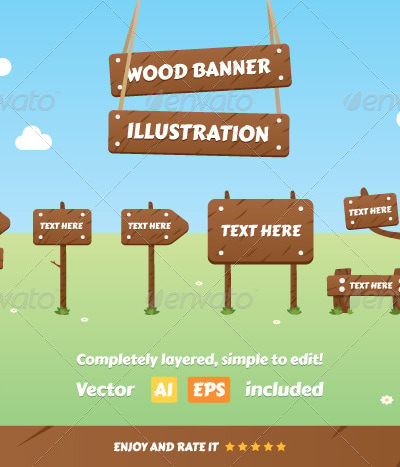 Wood Banner Illustration, Vectors | GraphicRiver