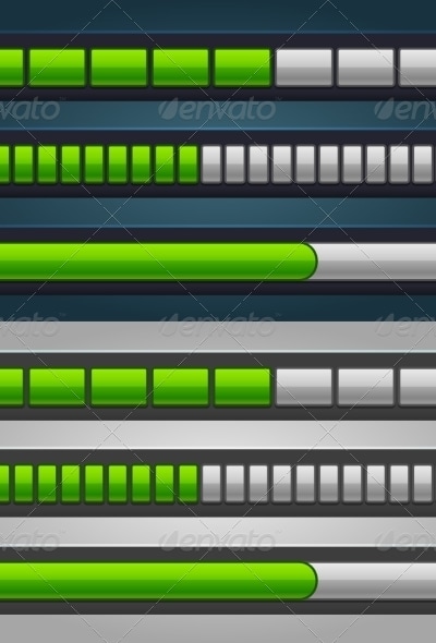 Green Striped Progress Bar Set, Vectors | GraphicRiver