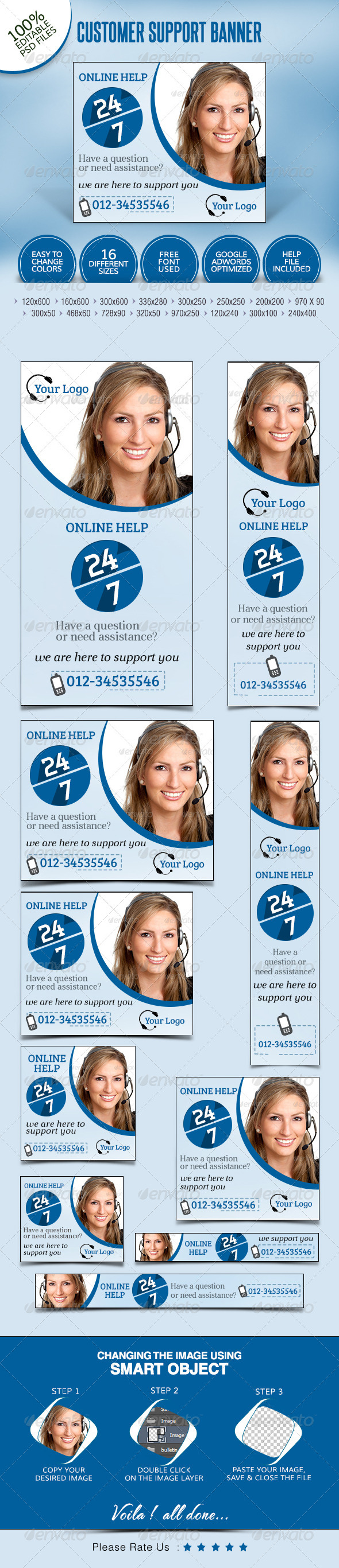 Customer Service Banners, Web Elements | GraphicRiver