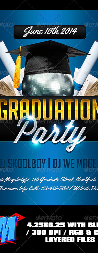 Graduation Party Flyer Template, Print Templates | GraphicRiver