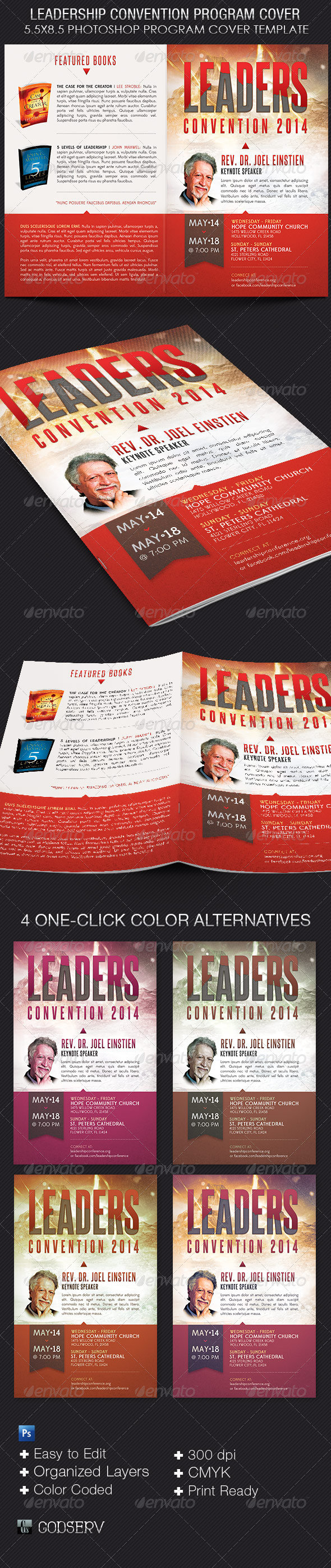 Leadership Convention Program Cover Template, Print Templates ...