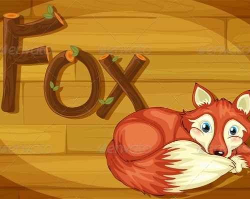 Wooden Frame with Fox, Vectors | GraphicRiver