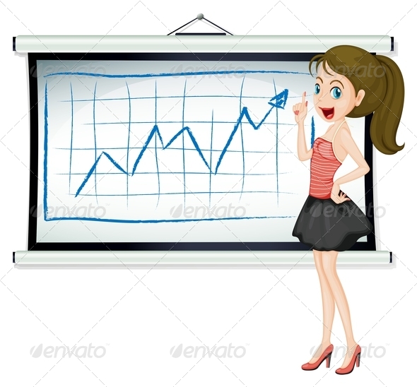 Lady Explaining Graph, Vectors | GraphicRiver