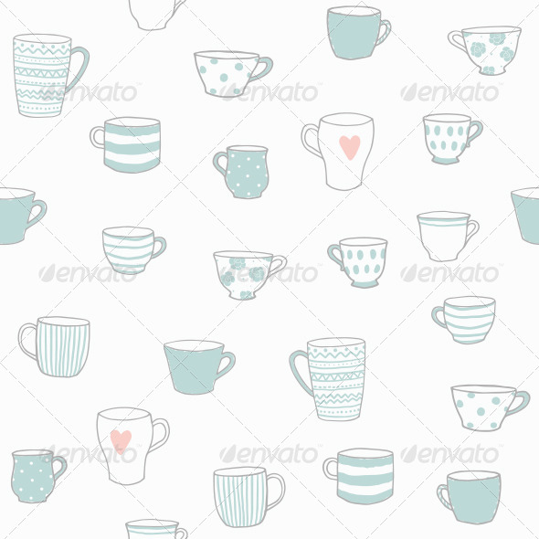 Pattern with Tea Cup, Vectors | GraphicRiver
