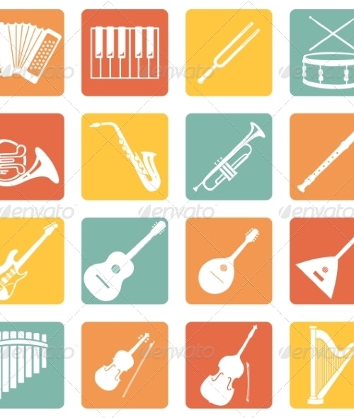 Set of Musical Instruments Icons, Vectors | GraphicRiver