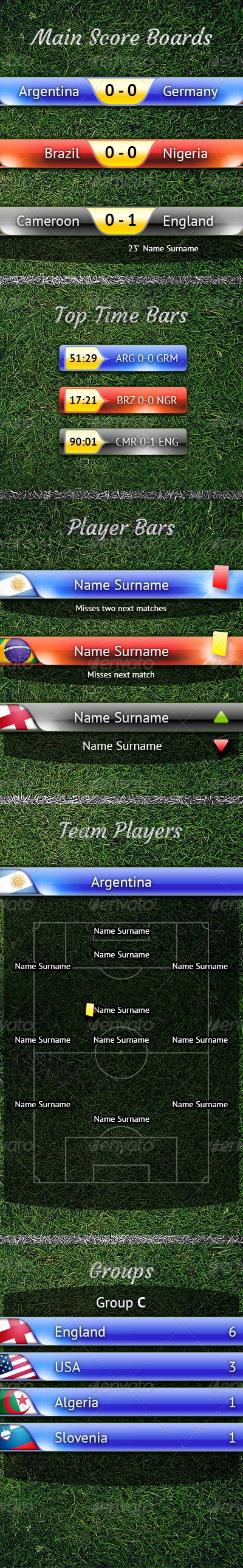 Score Bar PSD and other Football TV Elements, Graphics | GraphicRiver
