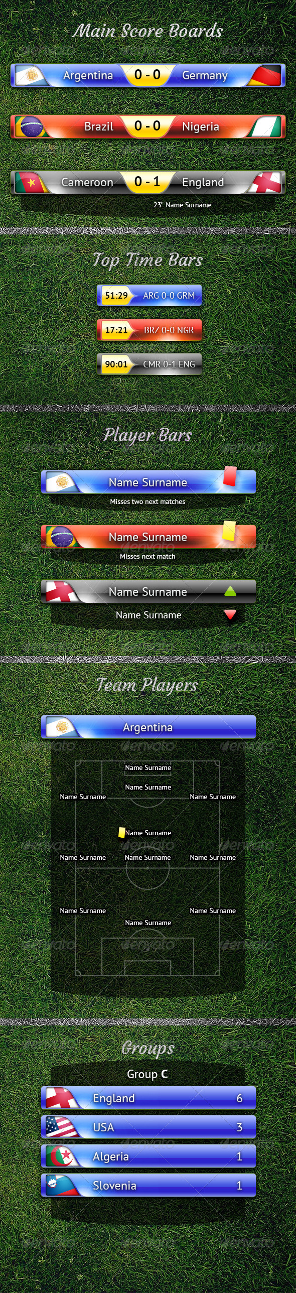 Score Bar PSD and other Football TV Elements, Graphics | GraphicRiver
