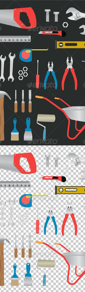 Modern Hand Tools. Instruments Collection, Vectors | GraphicRiver
