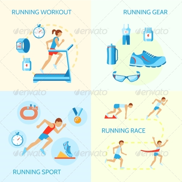 Running Icons Composition, Vectors | GraphicRiver