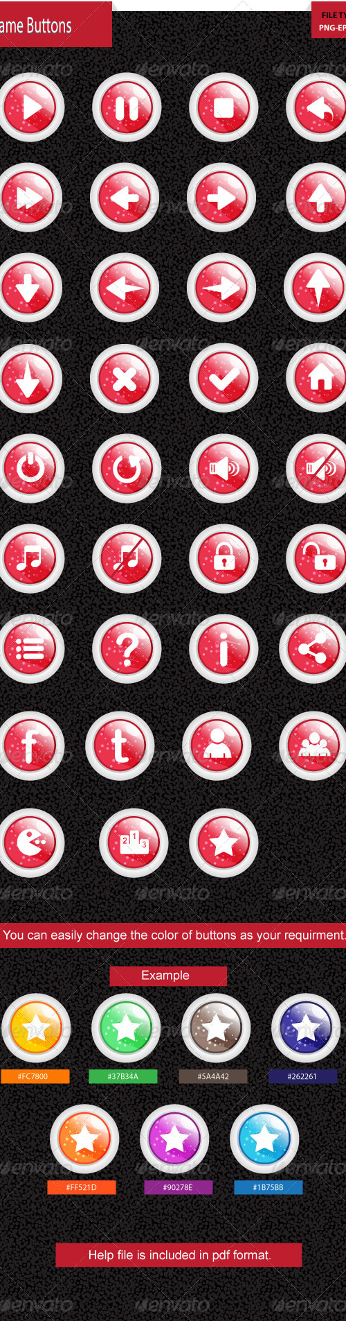 Game Buttons, Vectors | GraphicRiver