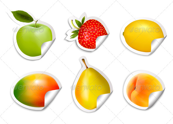 Set of Fruit Stickers, Vectors | GraphicRiver