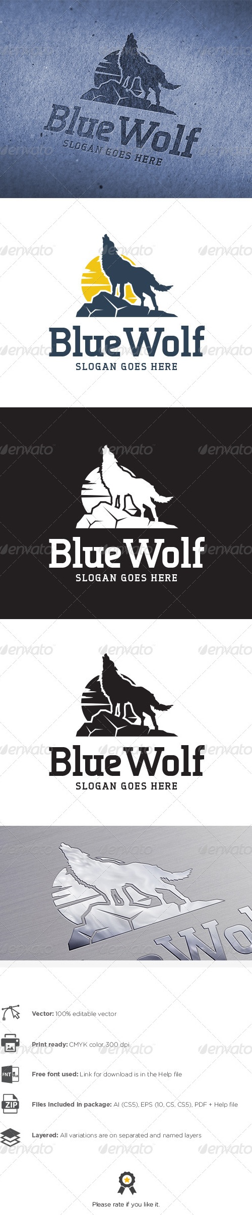Blue Wolf Logo, Logo Templates | GraphicRiver