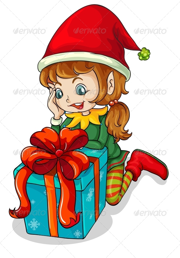 Elf with Gift, Vectors | GraphicRiver