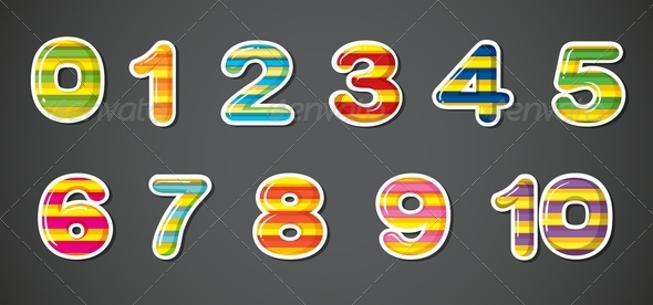 Colorful Numbers, Vectors | GraphicRiver